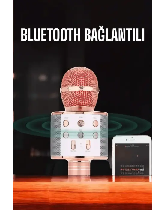 Kablosuz Bluetooth Karaoke Mikrofon Usb Ve Aux Girişli, Yüksek Ses Kalitesi