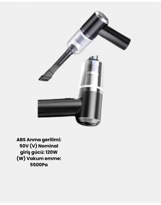 Kablosuz El Süpürgesi – Araç İçi Temizlik İçin 5500pa Güçlü Emiş, Usb Şarjlı