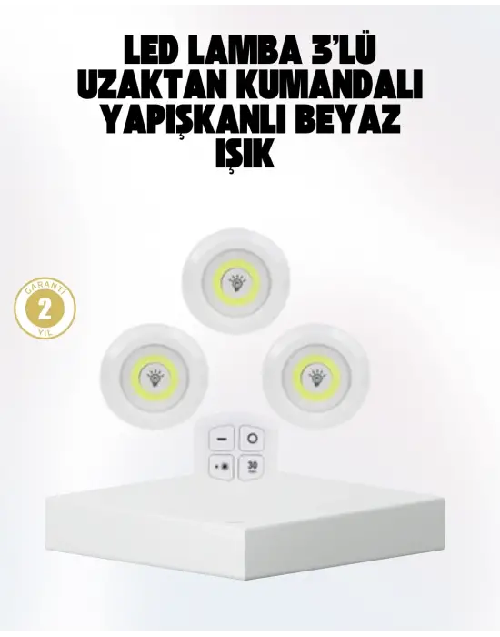 Kablosuz Gün Işığı 3’lü Led Spot Lamba Kumandalı