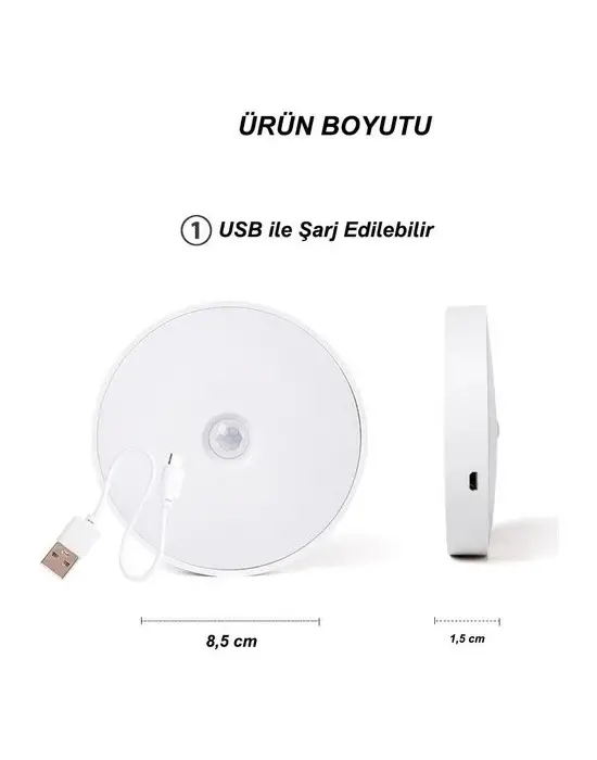 Omarı Gece Lambası Sensörü ile Şarj Edilebilir Aydınlatma Ürünü