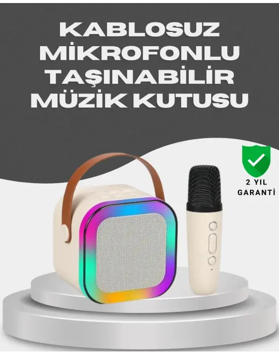 Kablosuz Karaoke Mikrofon Hoparlör Seti Güçlü Ses Çıkışı