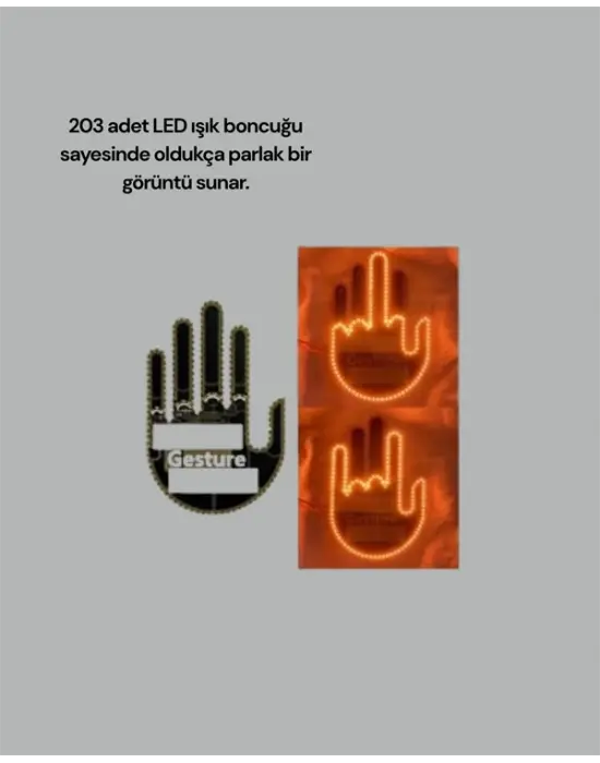 Kablosuz Kumandalı Led Jest Işığı – 3 Modlu Araba Arkası Mesaj Işığı, 203 Led İle Yüksek Parlaklık