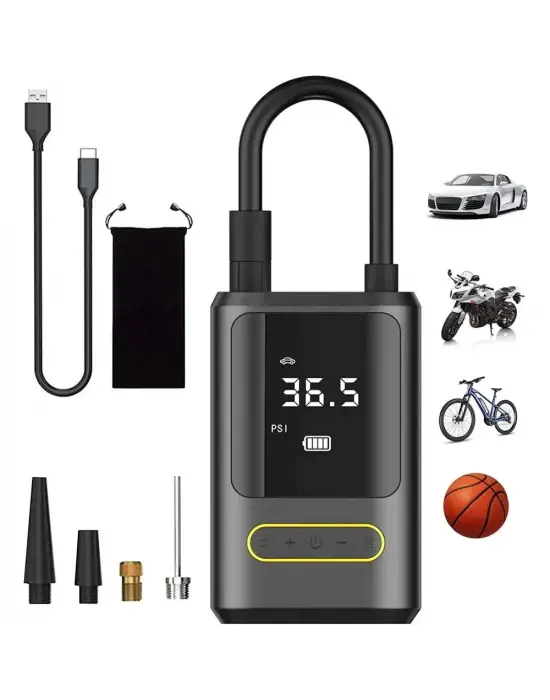 Kablosuz Oto Araç Mini 4000mah 150 Psı Işıklı Oto Hava Kompresörü