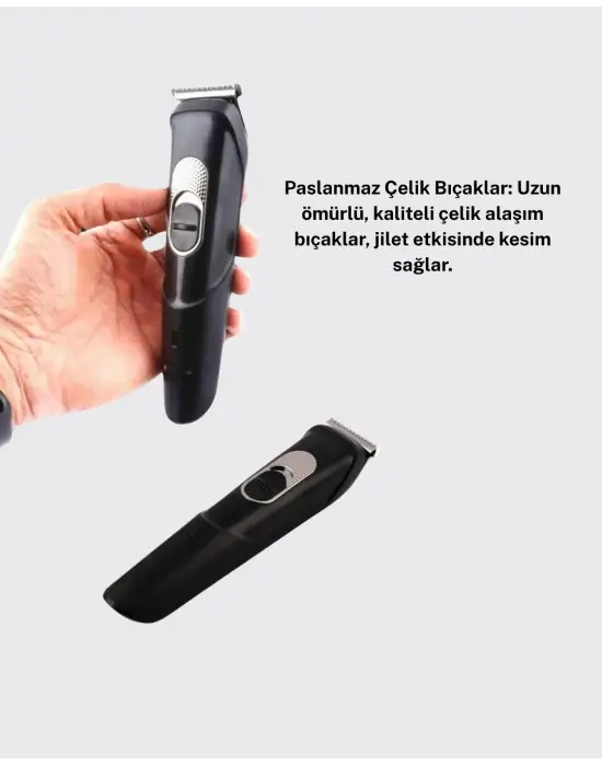 Kablosuz, Paslanmaz Çelik Bıçaklı Profesyonel Saç Ve Sakal Tıraş Makinesi – Sessiz, Güçlü Ve Ergonomik