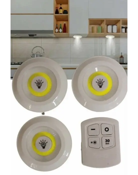 Kablosuz Pilli Işıldak  Masa Lambası Mutfak Tezgah Altı Banyo Dolabı Dolap İçi