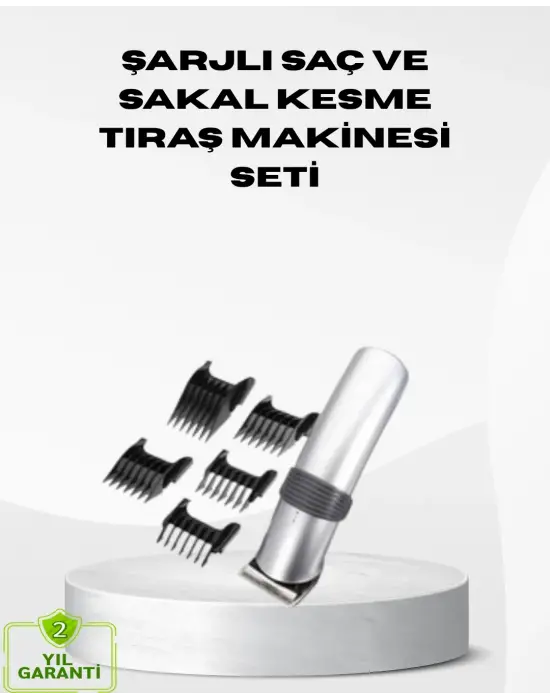 Kablosuz Profesyonel Tıraş Makinesi – Şarjlı, 60 Dakika Kullanım Süreli, Çelik Bıçaklı, Sessiz Motor