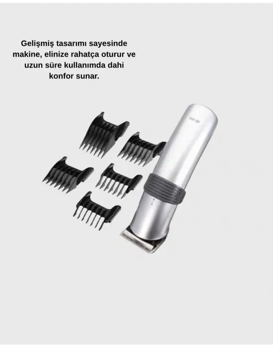 Kablosuz Profesyonel Tıraş Makinesi – Şarjlı, 60 Dakika Kullanım Süreli, Çelik Bıçaklı, Sessiz Motor