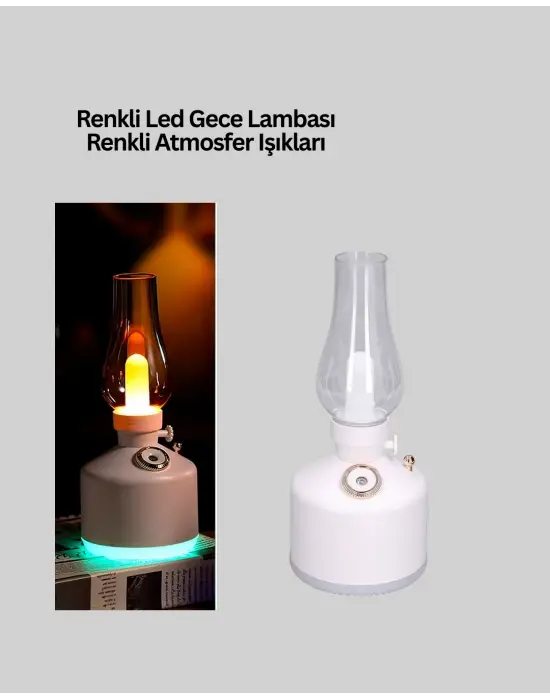 Kablosuz Retro Buhar Makinesi Gaz Lambası Tasarım Ledli Difüzör