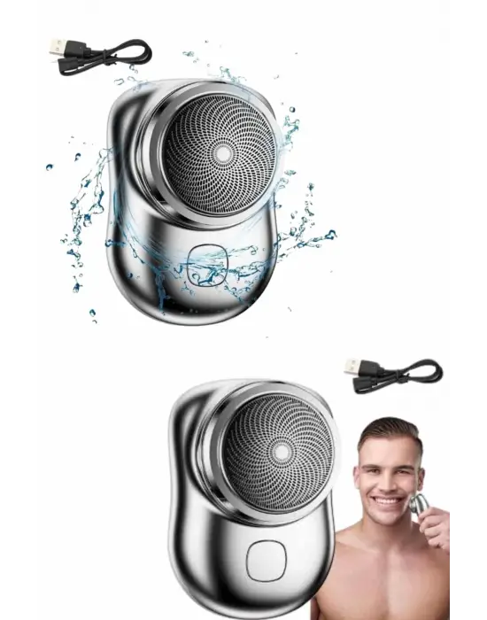 Kablosuz Tıraş Makinesi Günlük Hızlı Taşınabilir Şarjlı Yuvarlak Paslanmaz Çelik