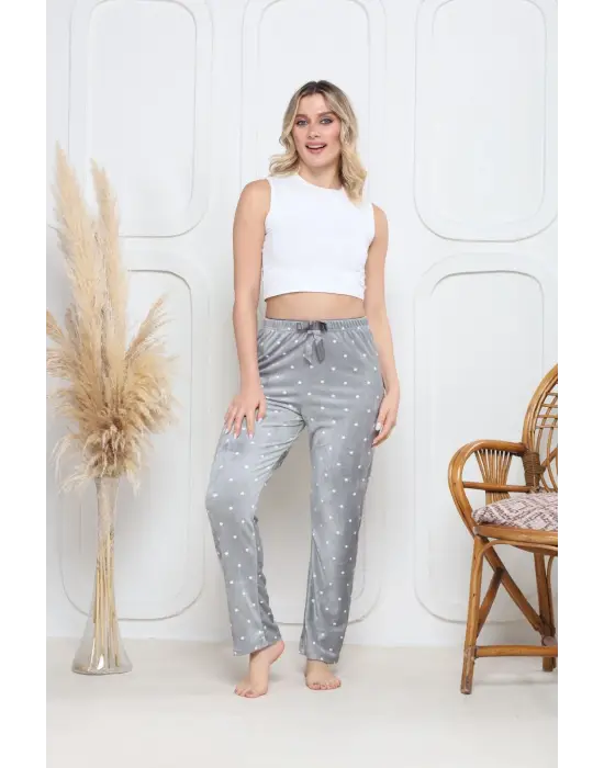 Gri Kadife Pijama Altı Kadın Giyim