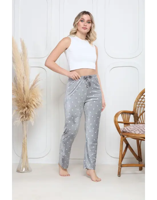 Gri Kadife Pijama Altı Kadın Giyim