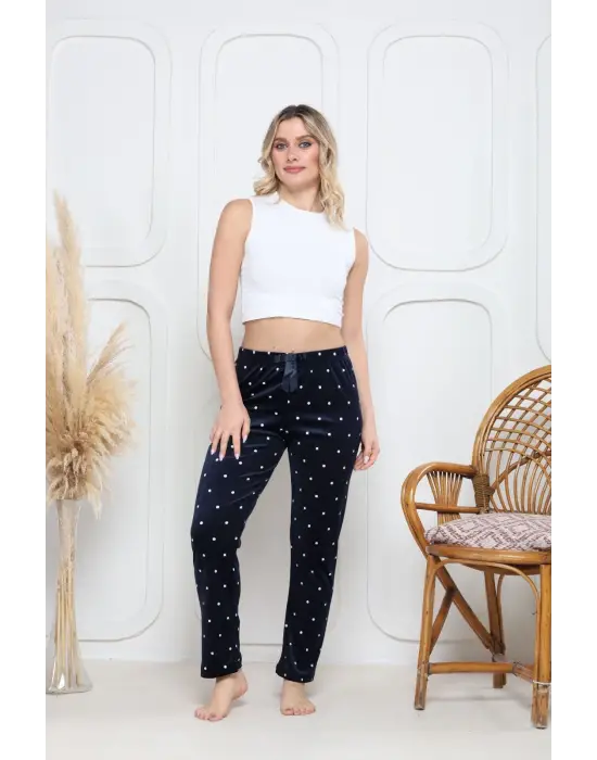 Lacivert Kadife Pijama Altı Kadın Giyim