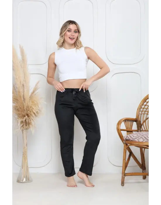 Siyah Kadife Pijama Altı Kadın Giyim