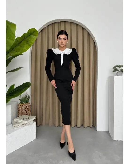 Omarı Modern ve Zarif Yakalı Elbise