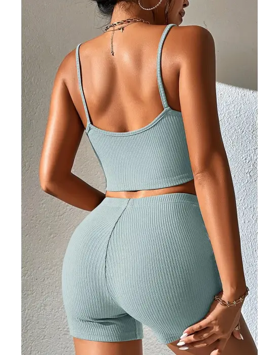 Omarı Açık Mavi Kaşkorse Gecelik Takım