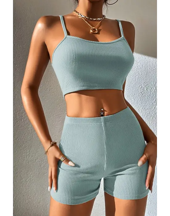 Omarı Açık Mavi Kaşkorse Gecelik Takım