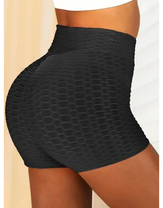 Kadın Arkası Büzgülü Kendinden Desenli Toparlayıcı Mini Tayt