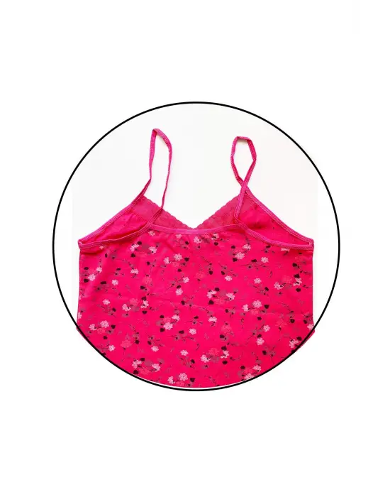 Kadın Askılı Desenli Atlet Dantelli Empirme Pamuklu Penye D9