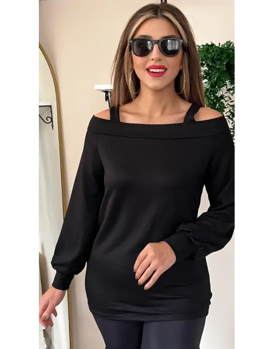 Kadın Askılı Iki Omuzu Açık Salaş Yün Viskon Bluz