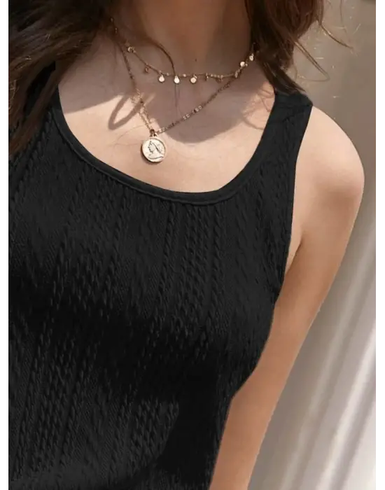 Kadın Askılı örgü Detay Bluz