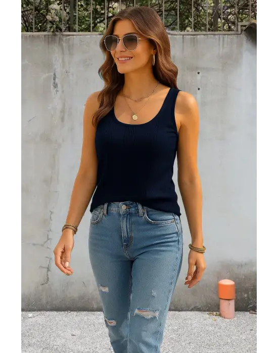 Omarı Örgü Detaylı Kadın Askılı Bluz