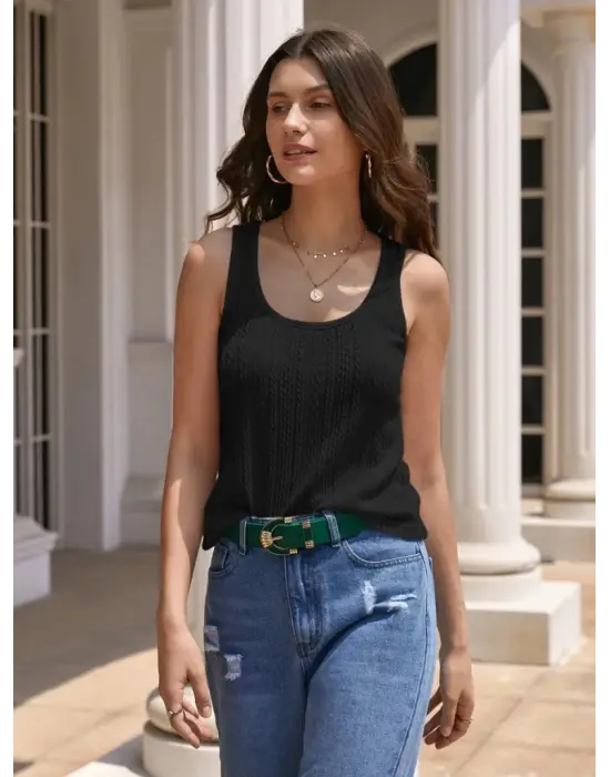 Kadın Askılı örgü Detay Bluz