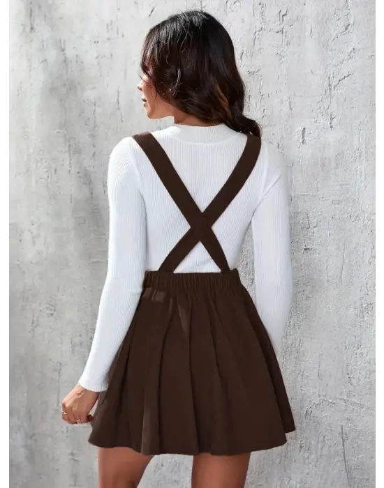 Kadın Askılı Sırttan çapraz Detaylı Kısa Kiloş Kadife Mini Elbise