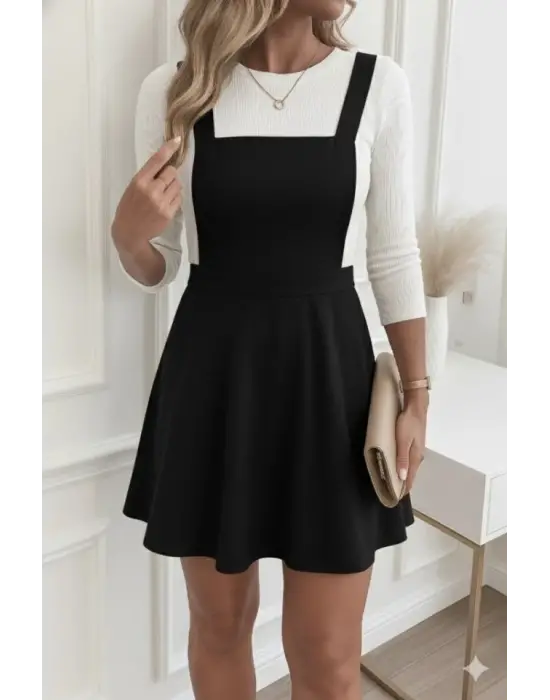 Kadın Askılı Sırttan çapraz Detaylı Kısa Kiloş Kadife Mini Elbise