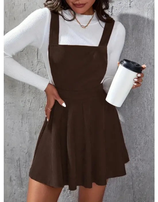 Kadın Askılı Sırttan çapraz Detaylı Kısa Kiloş Kadife Mini Elbise