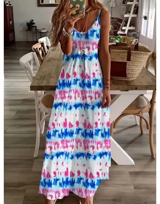 Omarı Elegan Askılı Tam Boy Elbise