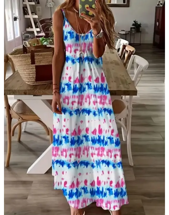 Omarı Elegan Askılı Tam Boy Elbise