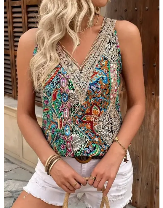 Omarı Şık Dantel Detaylı Kadın Askılı Bluz