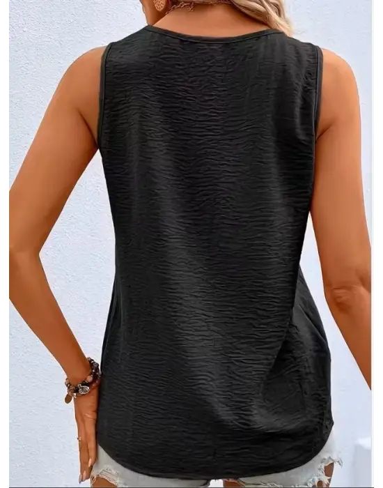 Kadın Askılı V Yakalı Düğmeli Aerobin Bluz