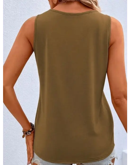 Kadın Askılı V Yakalı Düğmeli Aerobin Bluz