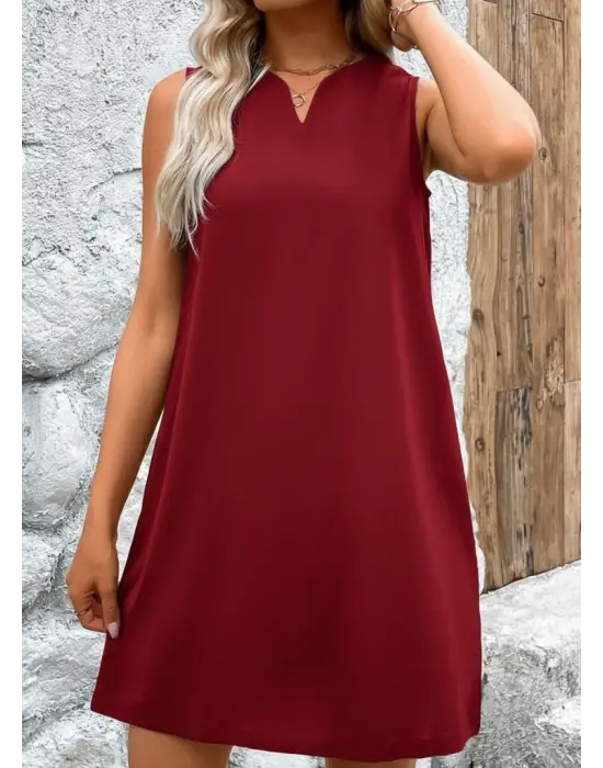 Kadın Askılı V Yakalı Geniş Kesim Detaylı Kısa Janjan Krep Elbise