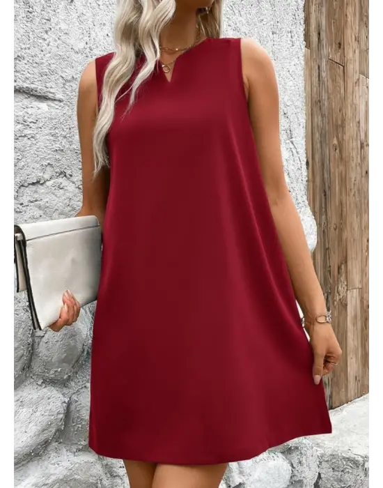 Kadın Askılı V Yakalı Geniş Kesim Detaylı Kısa Janjan Krep Elbise