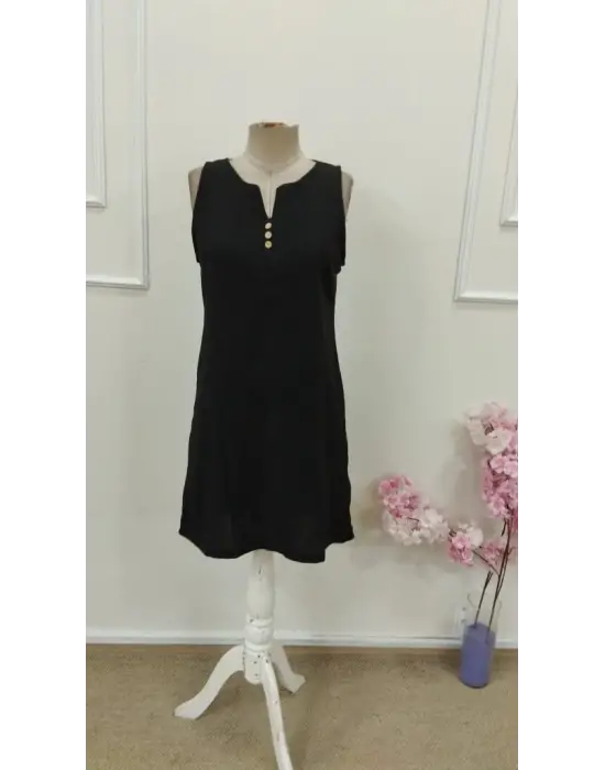 Kadın Askılı V Yakalı Mini Elbise
