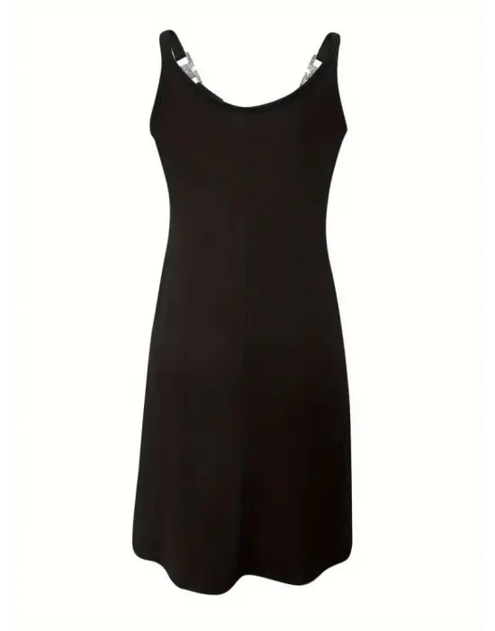 Omarı Modern V Yakalı Toka Detaylı Elbise