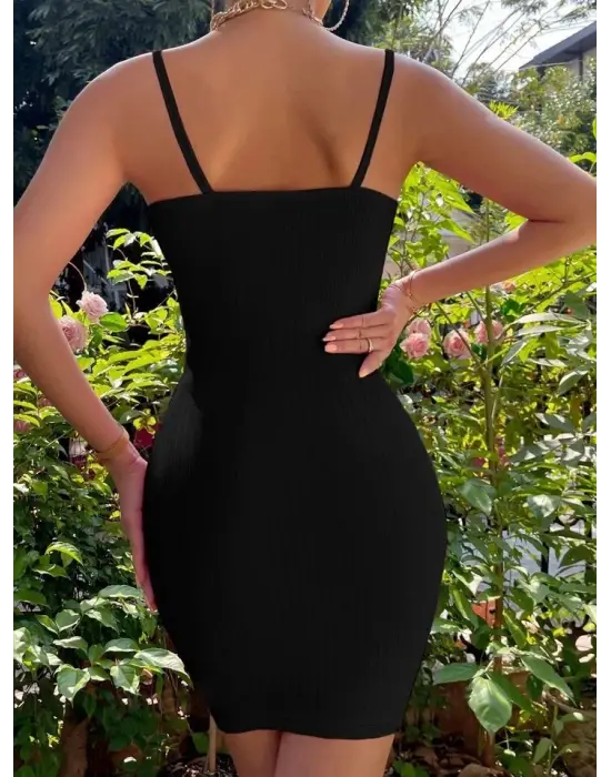 Kadın Askılı Yakası Fırfır Ve Bağlama Detay Kaşkorse Elbise