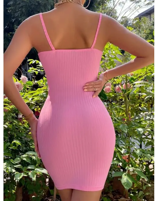 Kadın Askılı Yakası Fırfır Ve Bağlama Detay Kaşkorse Elbise