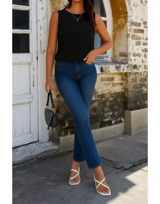 Kadın Askılı Yuvarlak Büzgü Yaka Sandy Bluz