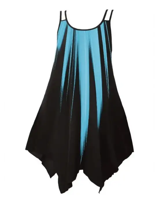 Omarı Yuvarlak Yaka Asimetrik Desenli Elbise