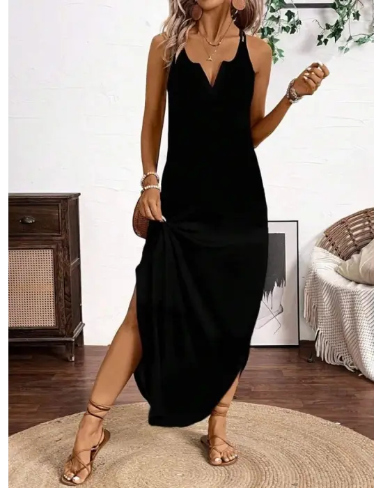 Omarı Asimetrik Detaylı Kadın Viskon Elbise