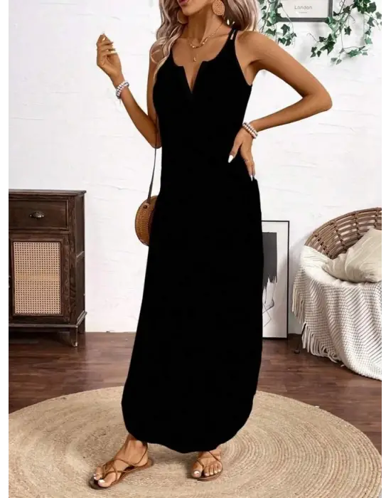 Omarı Asimetrik Detaylı Kadın Viskon Elbise