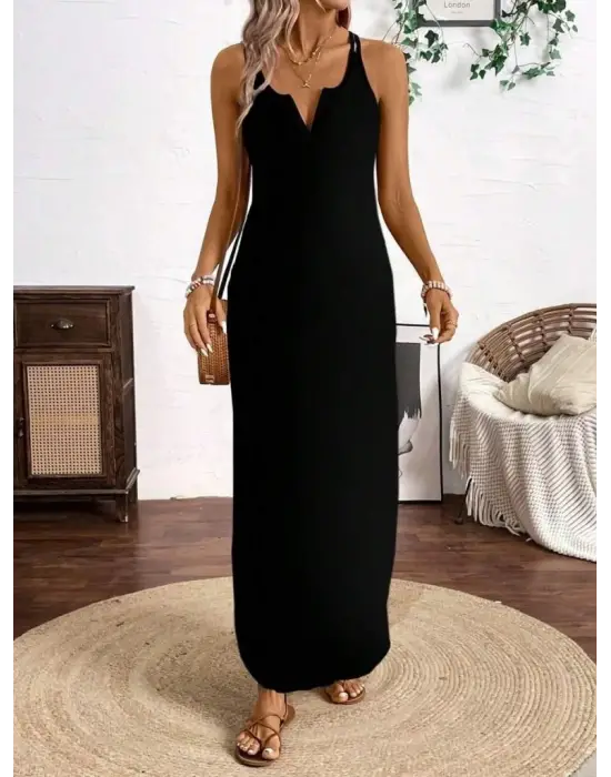 Omarı Asimetrik Detaylı Kadın Viskon Elbise