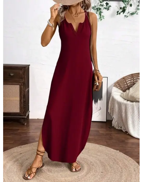 Omarı Asimetrik Detaylı Kadın Askılı Elbise