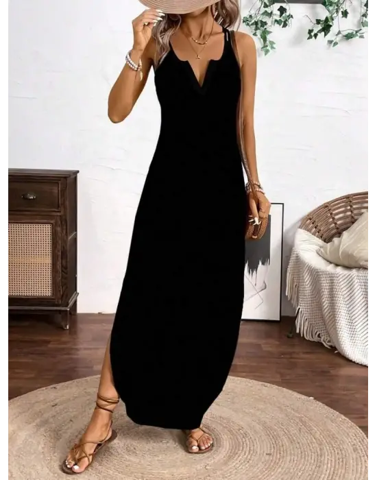 Omarı Asimetrik Detaylı Kadın Viskon Elbise