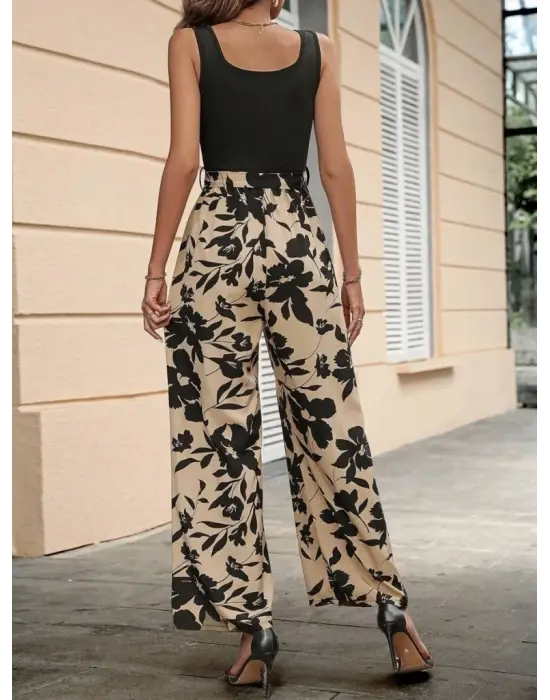 Kadın Askılı Yuvarlak Yaka Beli Kuşaklı üst Viskon Alt Dalgıç Tulum