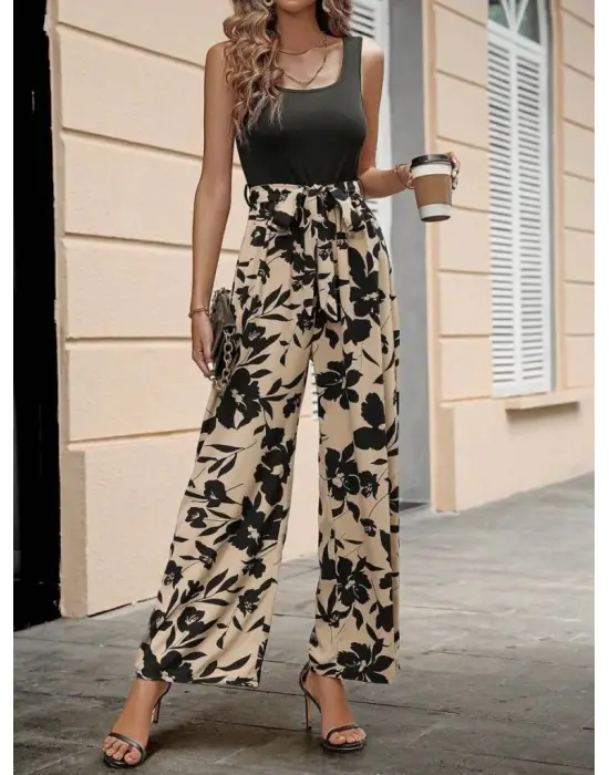 Kadın Askılı Yuvarlak Yaka Beli Kuşaklı üst Viskon Alt Dalgıç Tulum