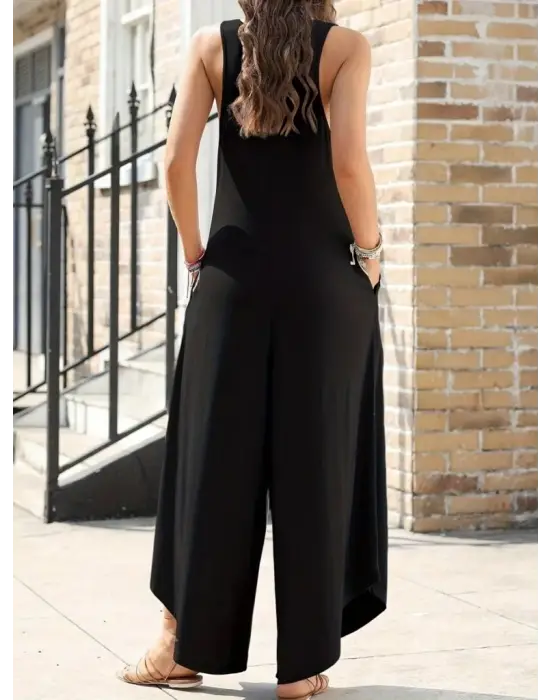 Omarı Salaş Uzun Askılı Kadın Viskon Tulum